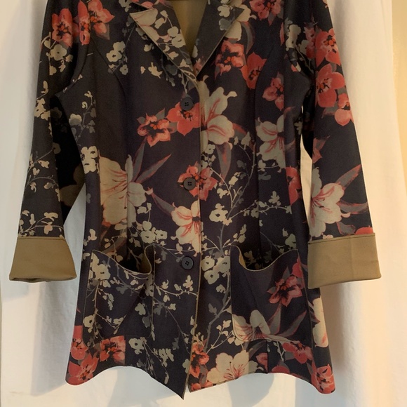 Denim & Co floral faux suede duster jacket/coat - Picture 5 of 7